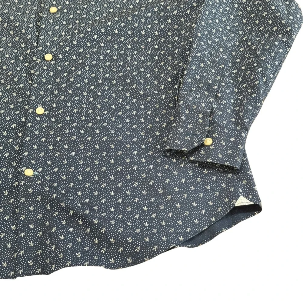 Banana Republic Grant Fit Blue Floral‎ Dot Non-Iron Shirt Men's Size Large
